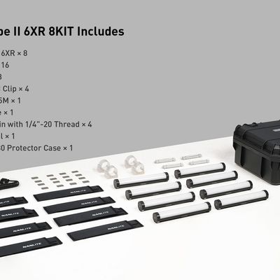 Комплект  Nanlite PavoTube II 6XR RGBWW 8Kit восемь светодиодных осветительных трубок c аксессуарами в кейсе