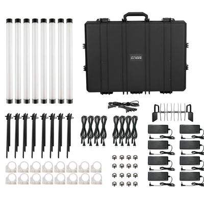 Комплект Nanlite PavoTube II 15XR RGBWW KIT8 восемь светодиодных осветительных трубок с аксессуарами в профессиональном транспортировочным кейсе.